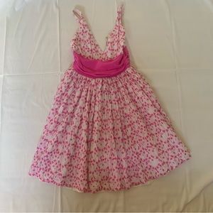 Pink and White Tracey Reese Embroidered Midi Dress